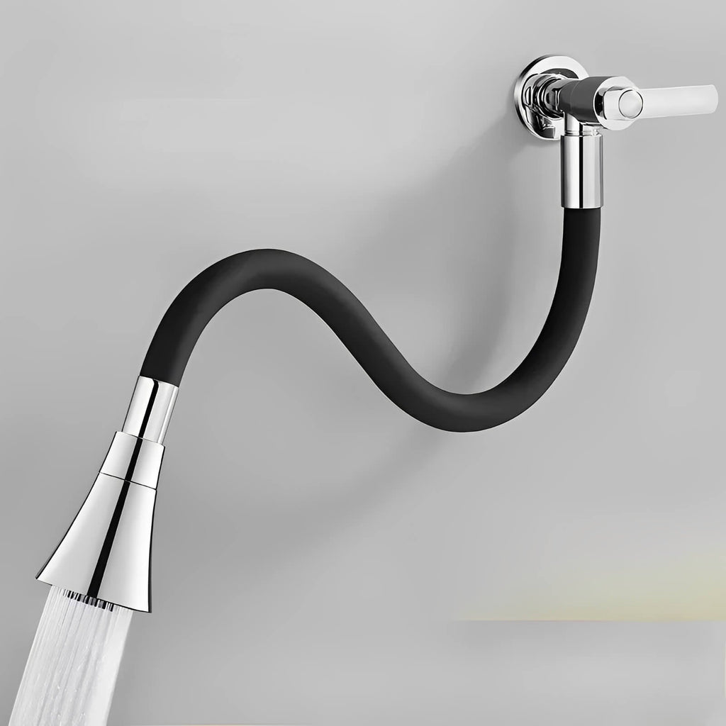 Robinet mural cuisine - Flexible pivotant 360° - Eau froide - Noir