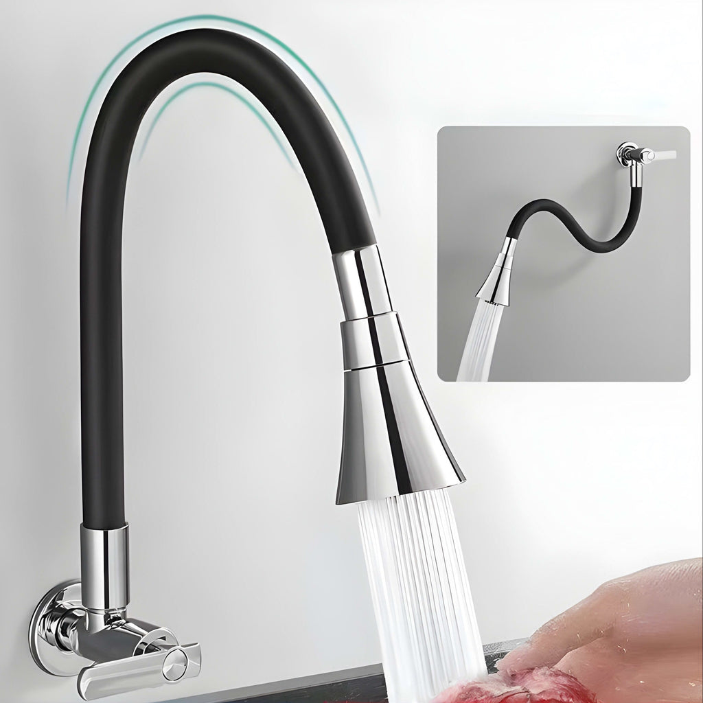 Robinet mural cuisine - Flexible pivotant 360° - Eau froide - Orange