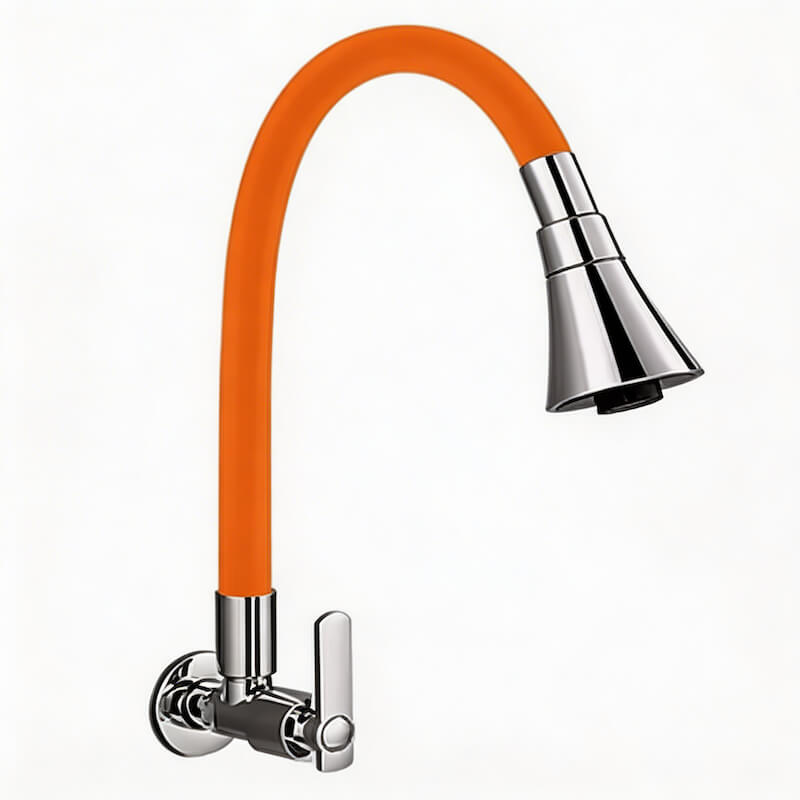 Robinet mural cuisine - Flexible pivotant 360° - Eau froide - Noir