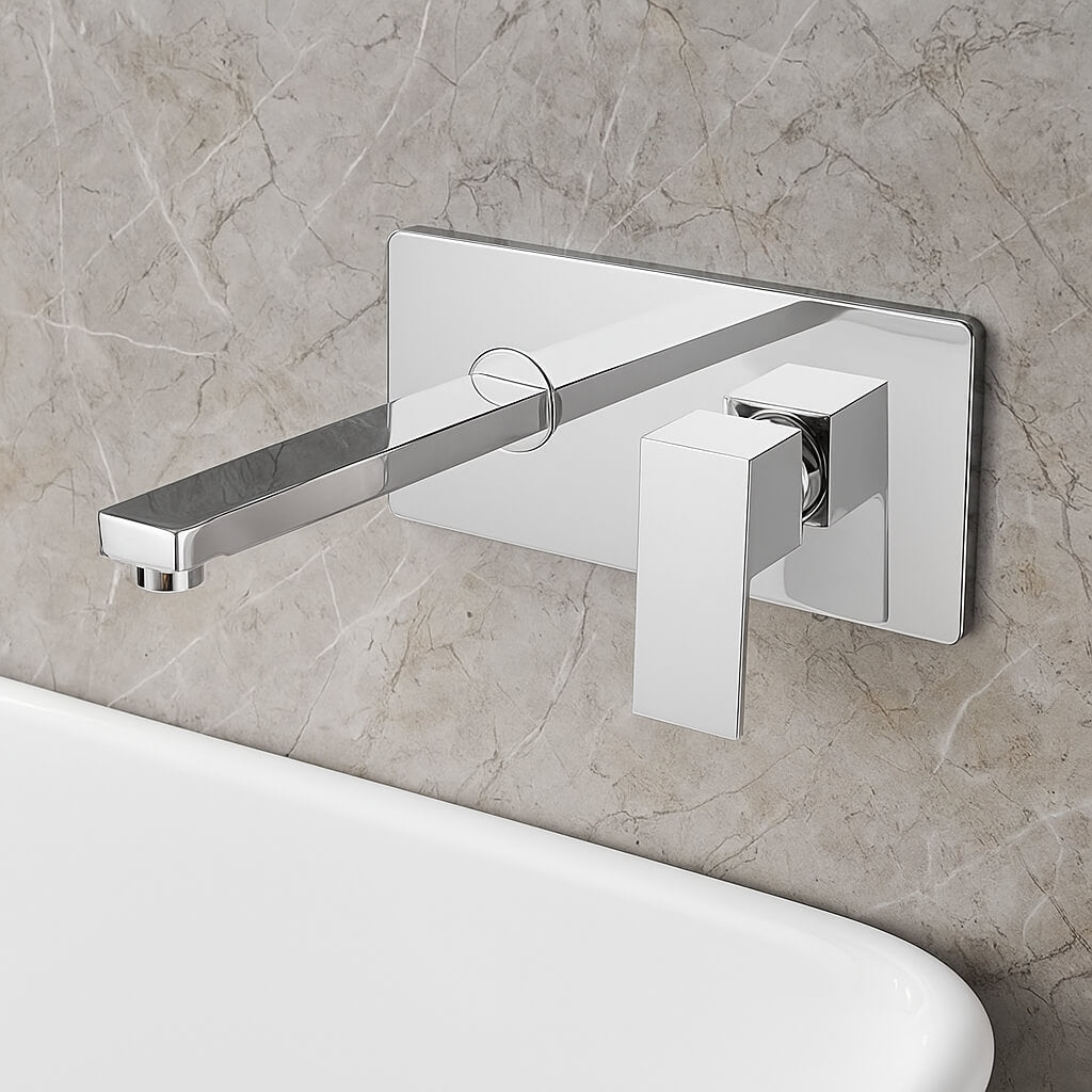 Robinet mural design rectangle - Chrome