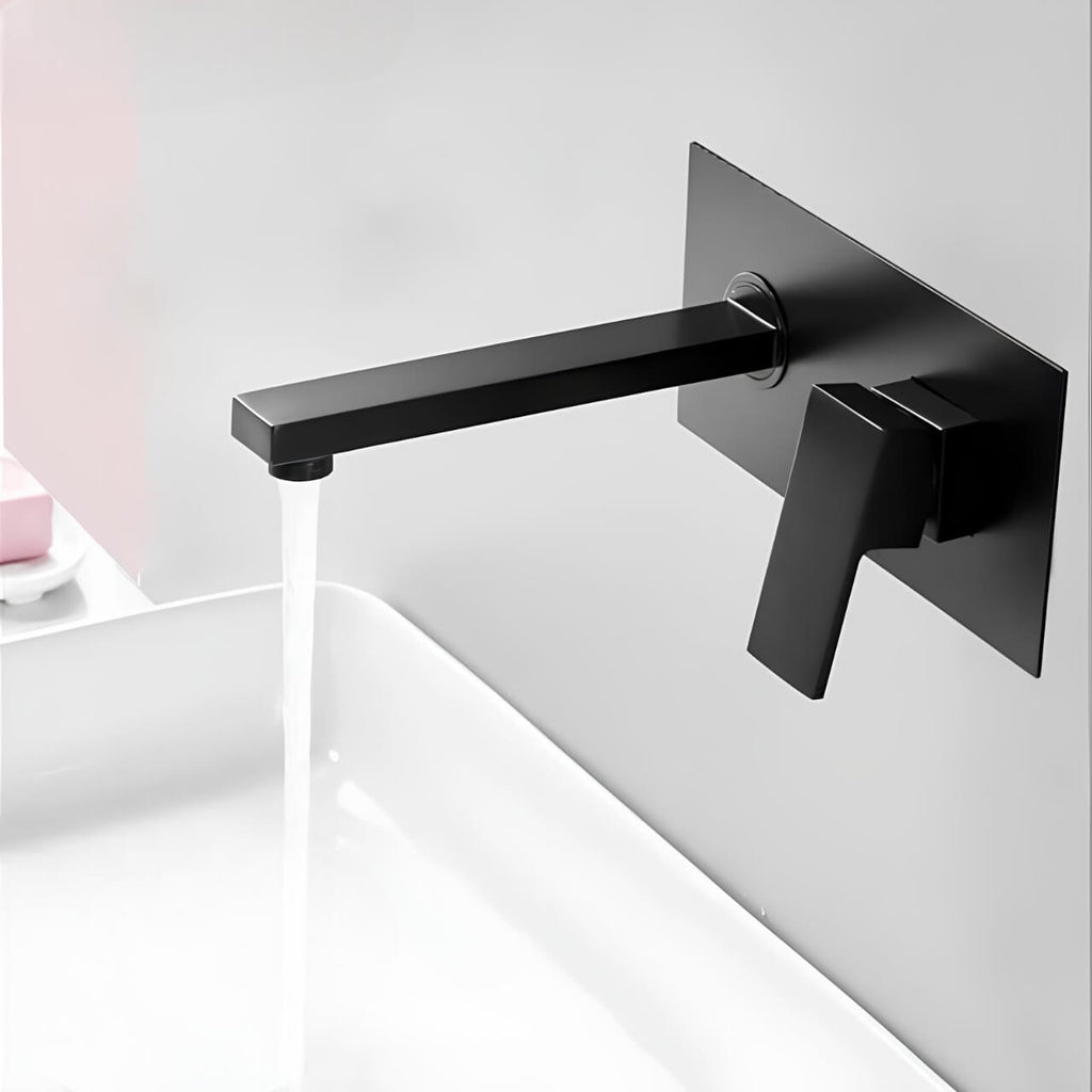 Robinet mural design rectangle - Noir