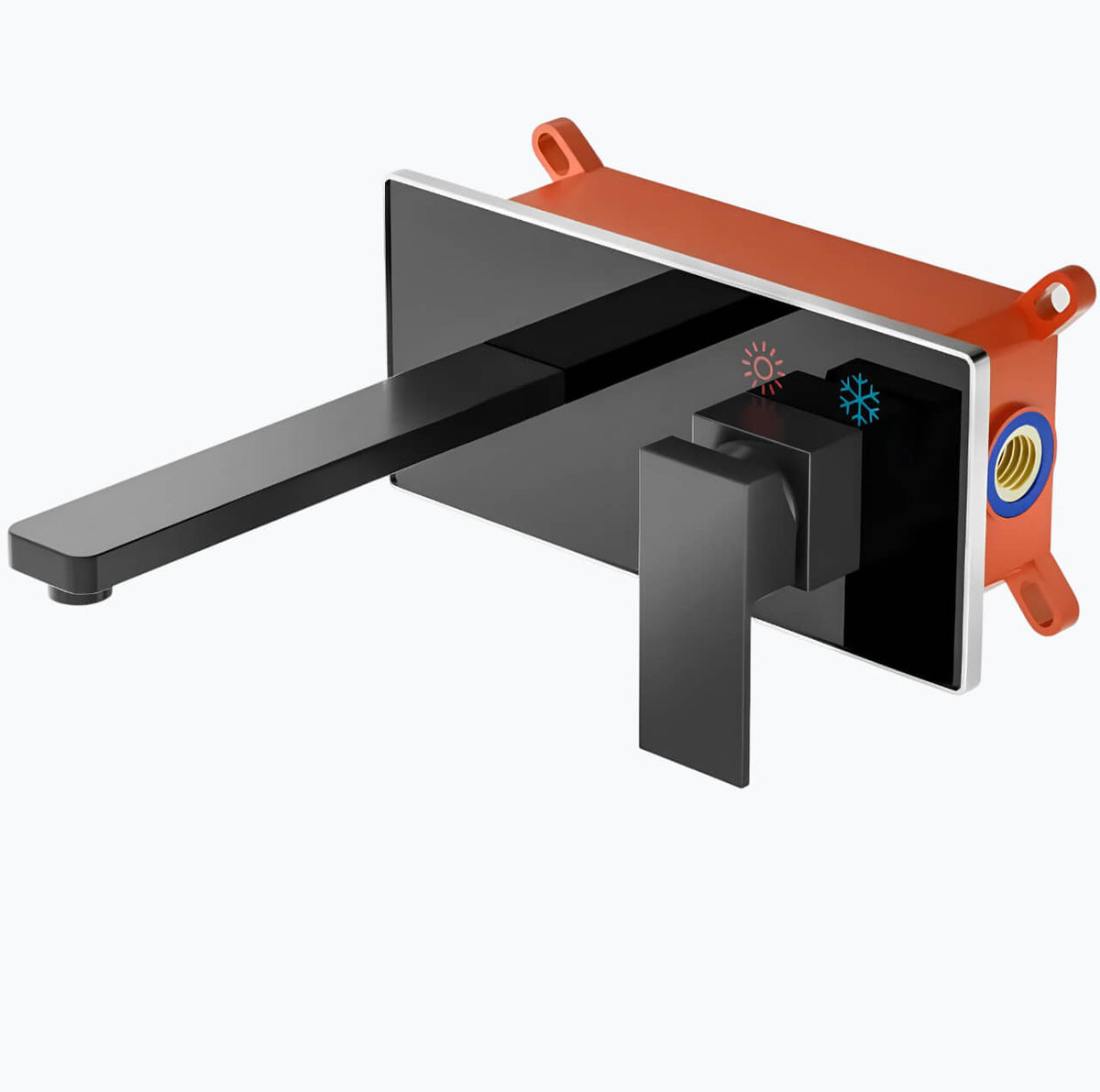 Robinet mural design rectangle - Noir