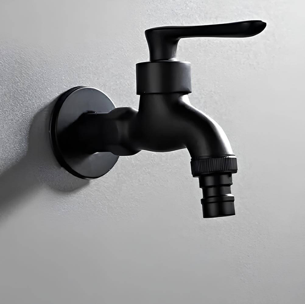 Robinet mural d'extérieur noir - eau froide - A long