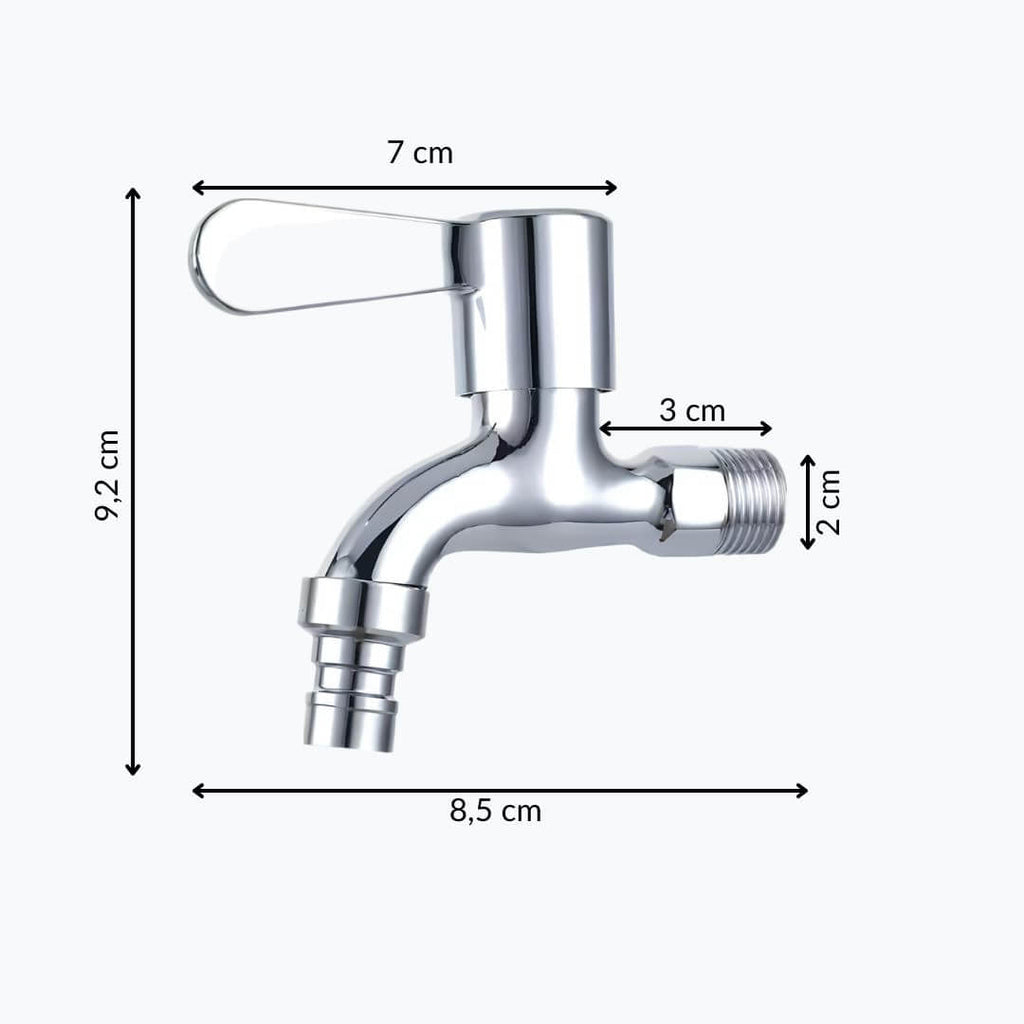 Robinet mural inox pour machine à laver ou extérieur - Chrome