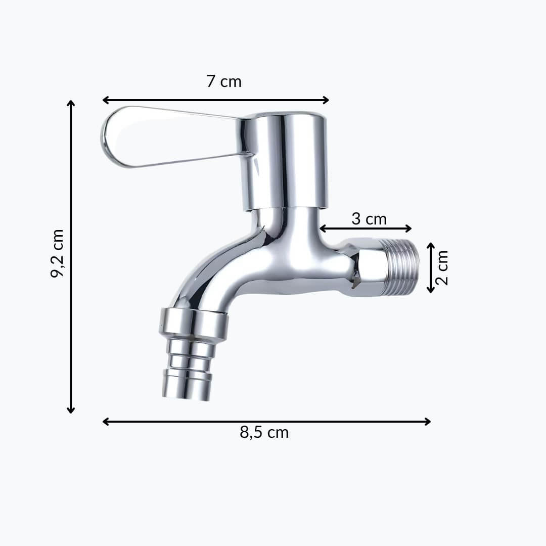 Robinet mural inox pour machine à laver ou extérieur - Chrome