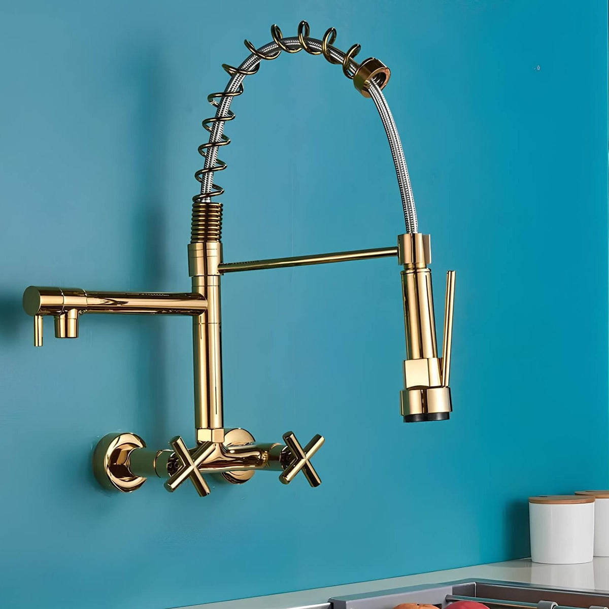 Robinet douchette mural - style industriel - Noir