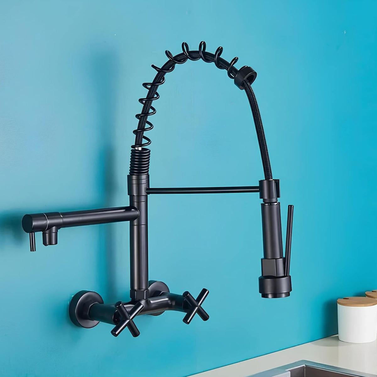 Robinet douchette mural - style industriel - Or