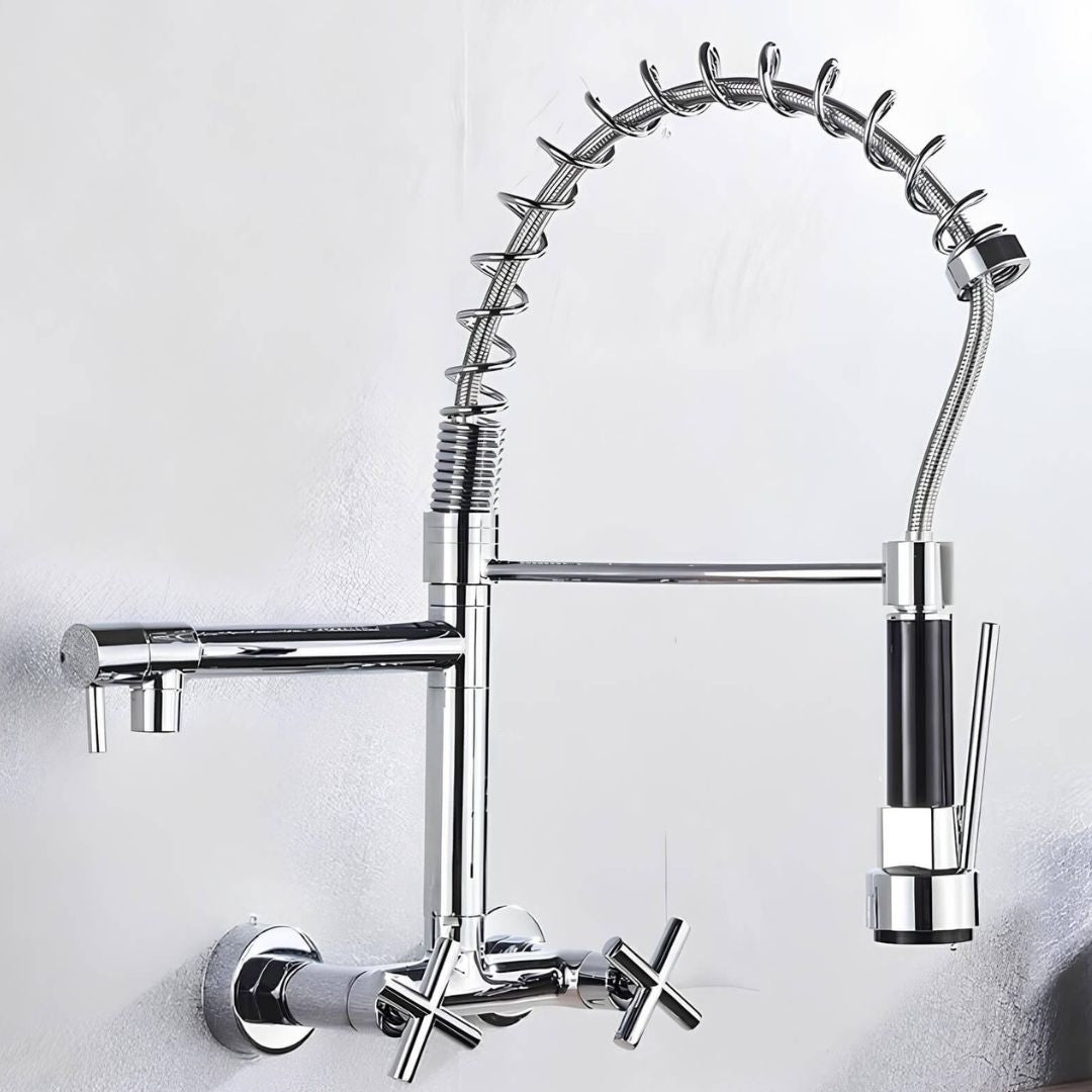 Robinet douchette mural - style industriel - Or