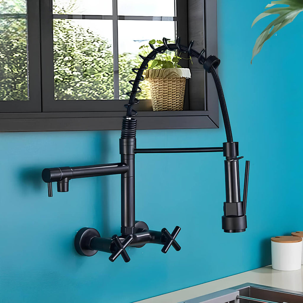 Robinet douchette mural - style industriel - Chrome