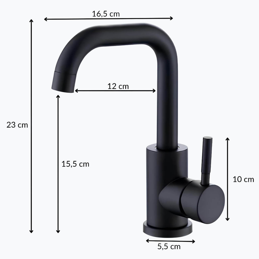 Robinet pour lavabo pivotant -360° - Noir