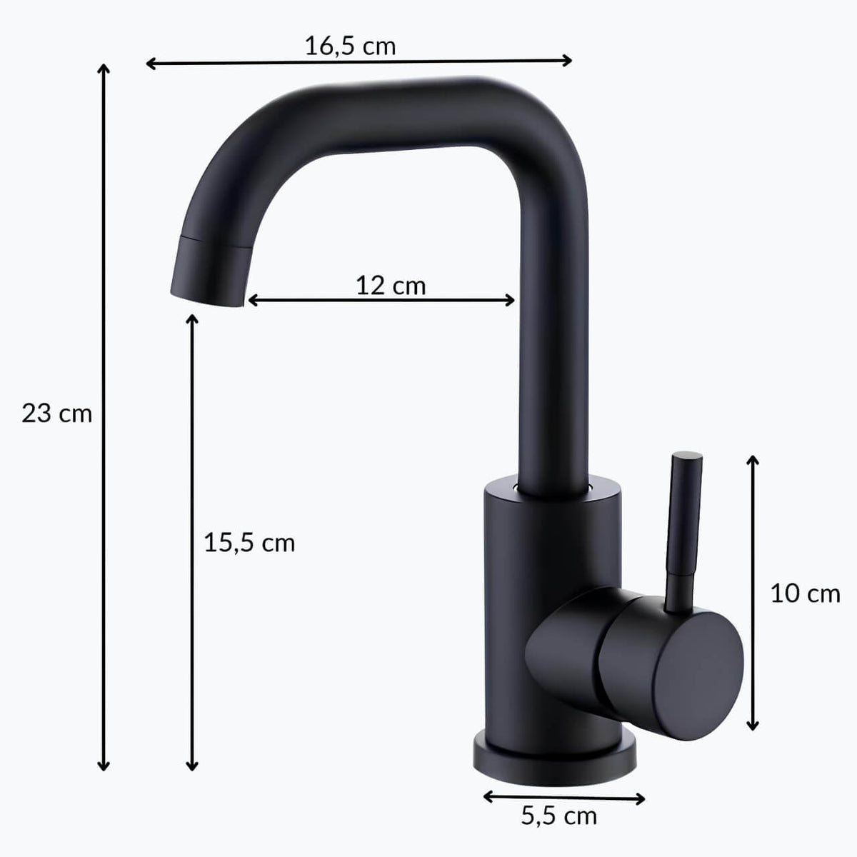 Robinet pour lavabo pivotant -360° - Noir