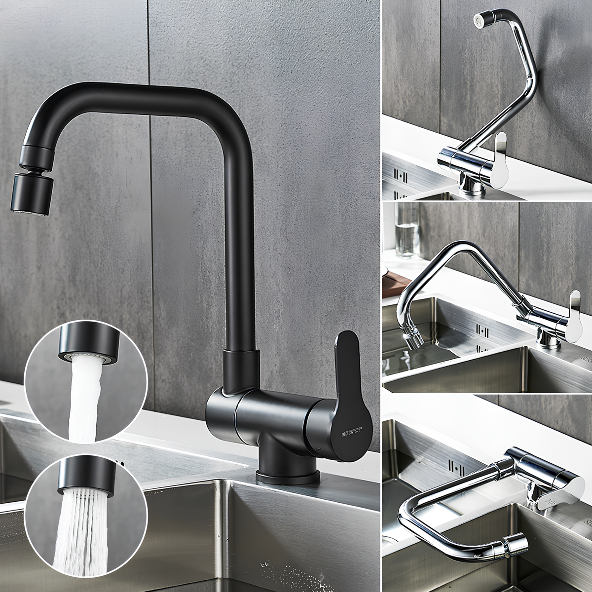 Robinet rabattable - Flexible & compact - Noir