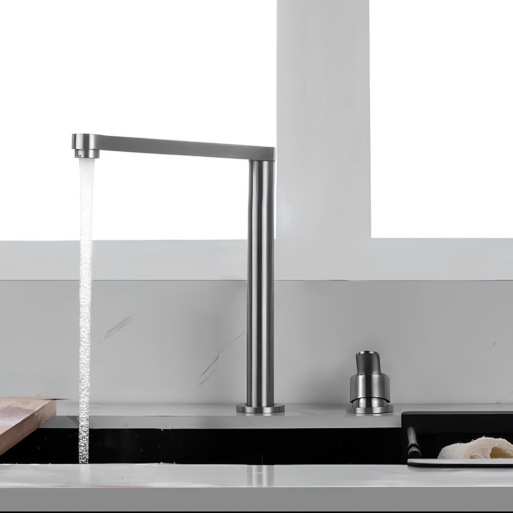 Robinet cuisine encastré en Inox - Gris brossé