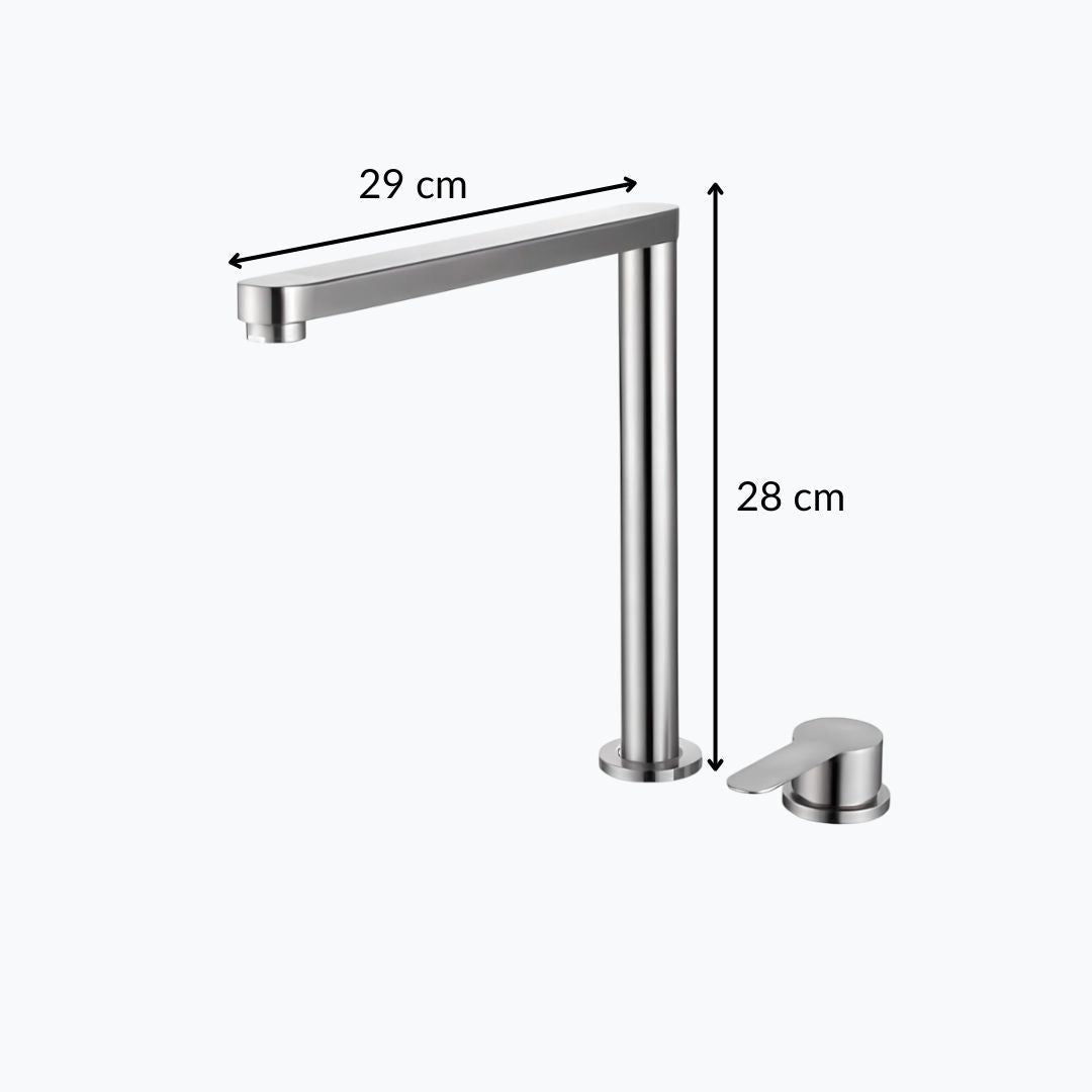 Robinet cuisine encastré en Inox - Gris brossé