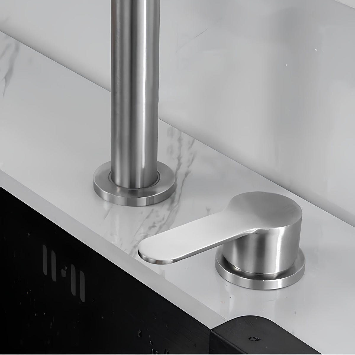 Robinet cuisine encastré en Inox - Gris brossé