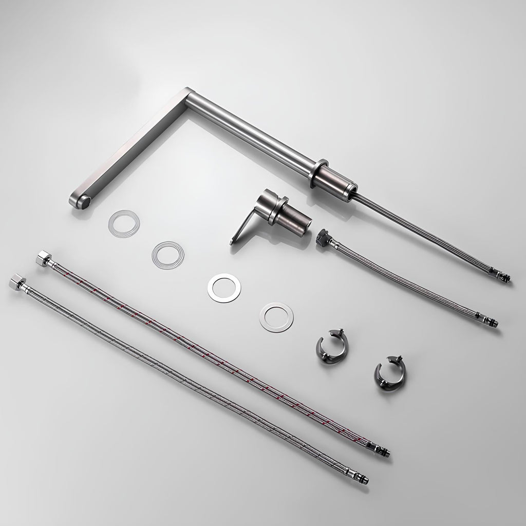 Robinet cuisine encastré en Inox - Gris brossé