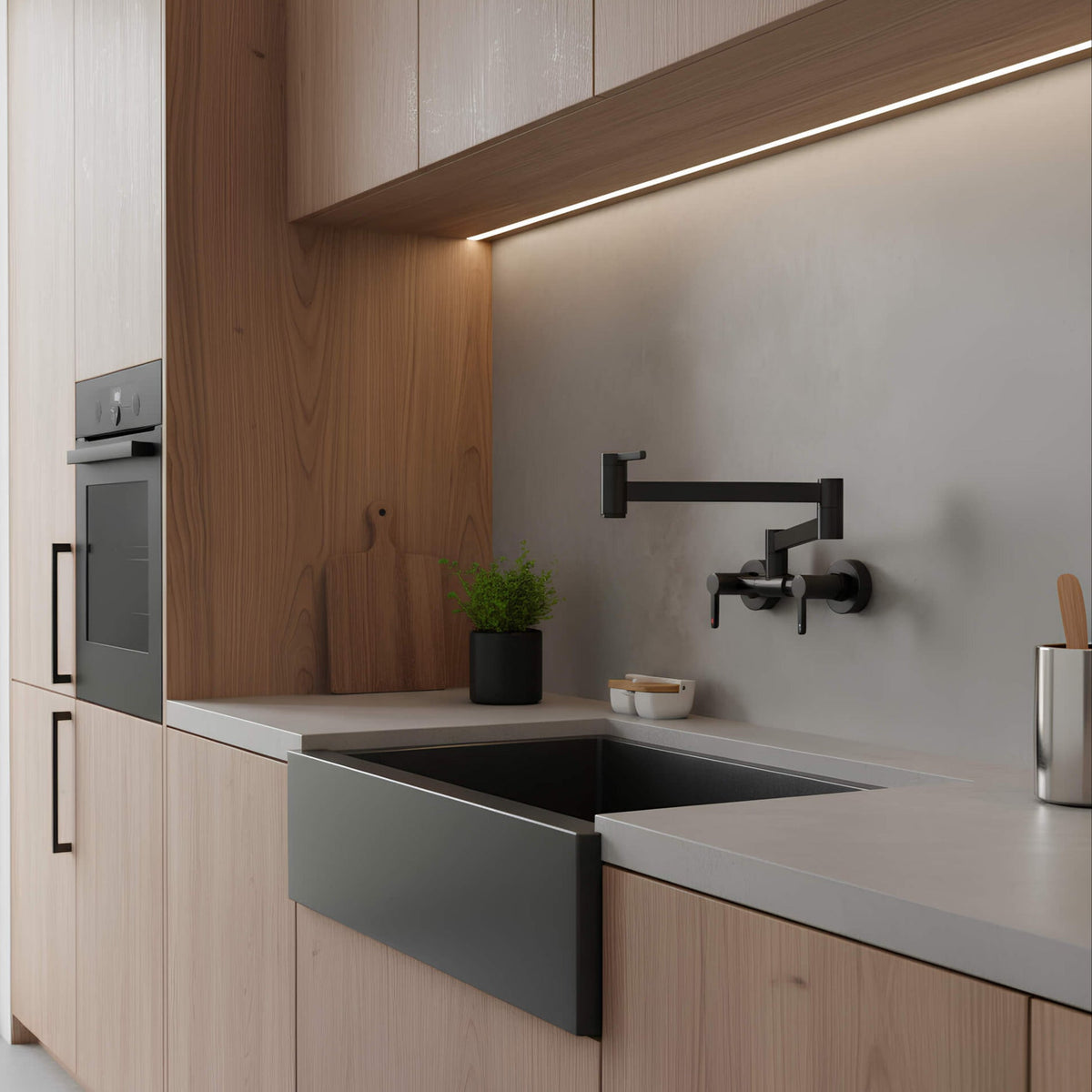 Robinet rabattable mural cuisine - Noir
