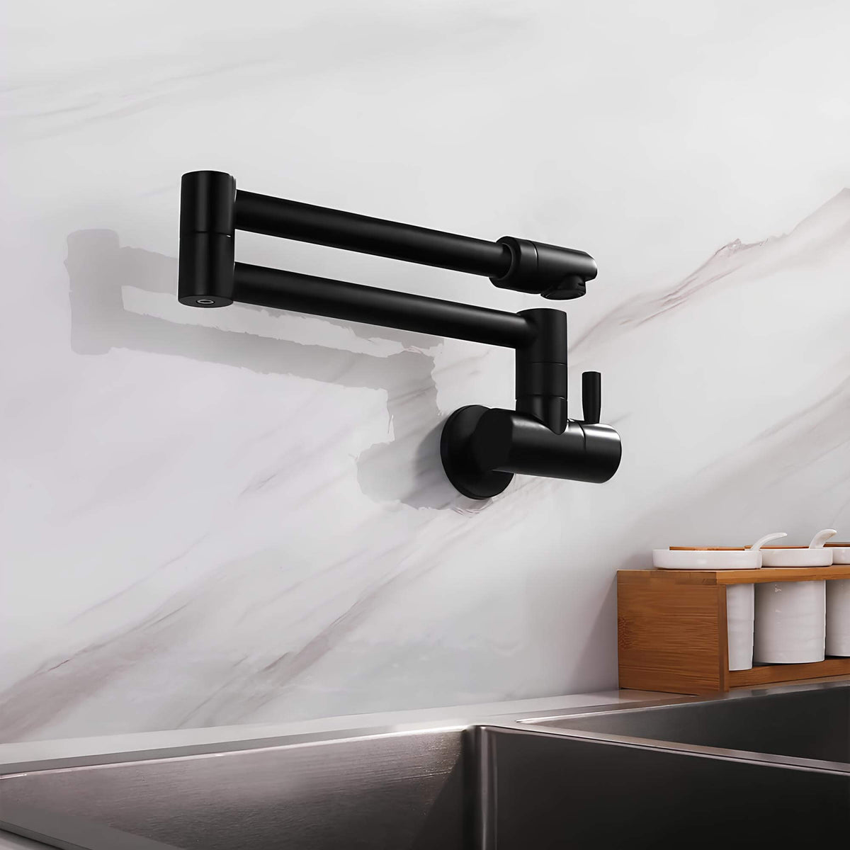 Robinet mural rabattable - eau froide seule - Noir