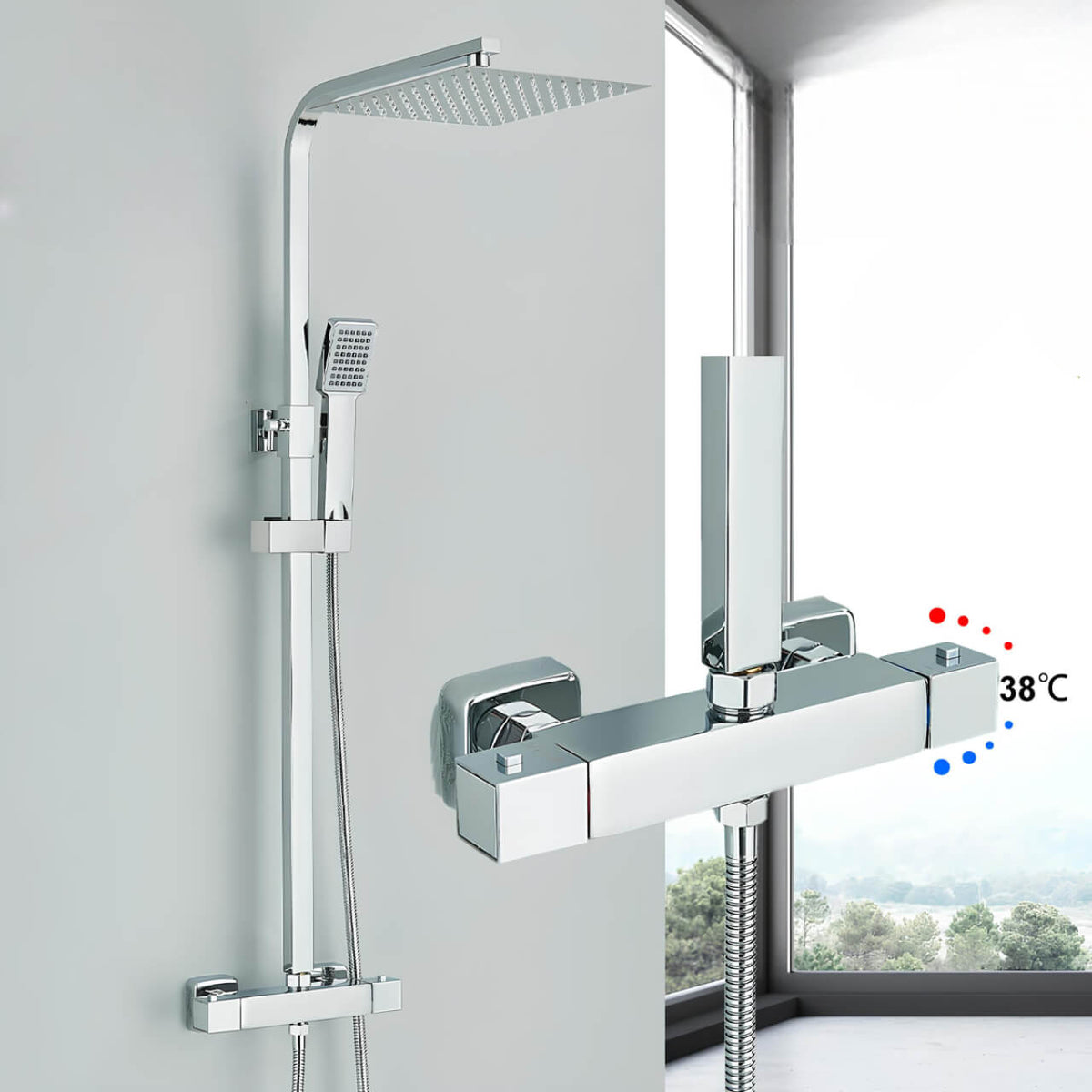Robinet thermostatique ensemble de douche - Chrome