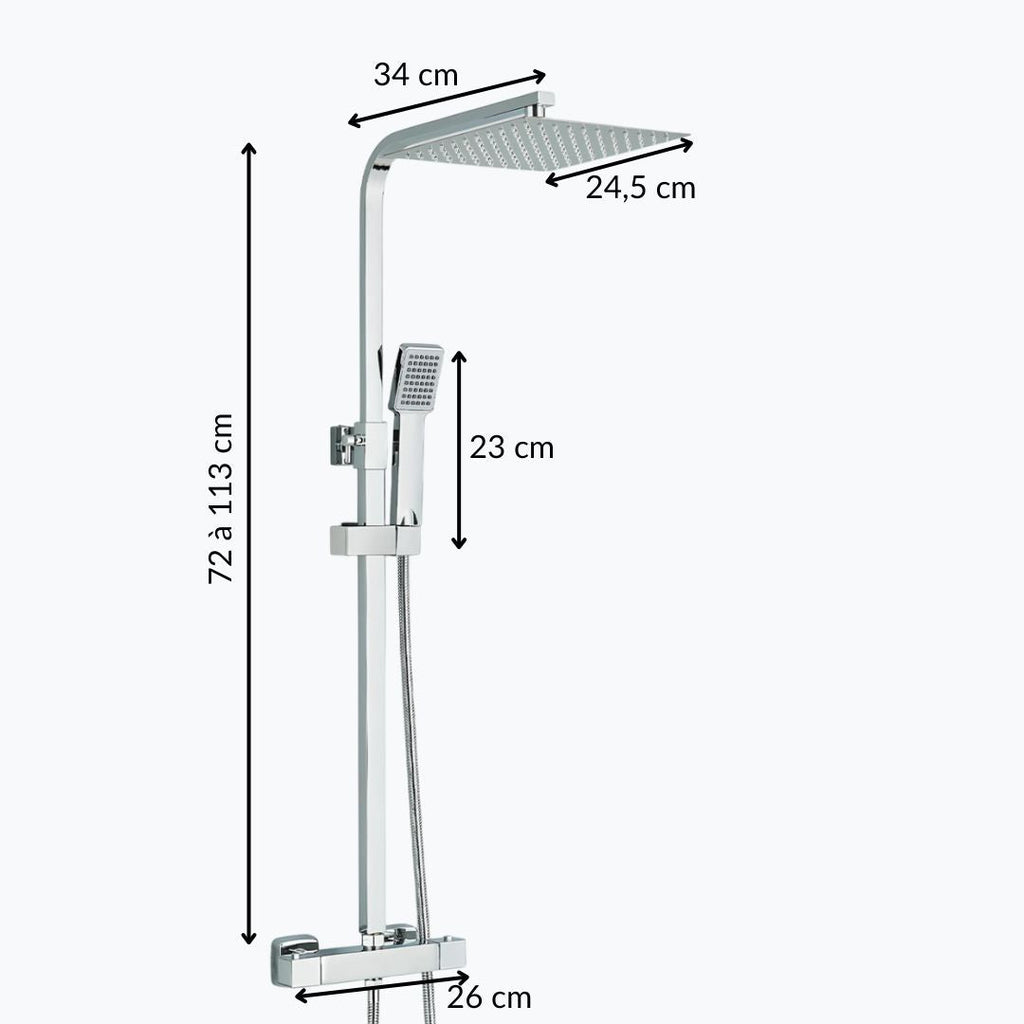 Robinet thermostatique ensemble de douche - Chrome