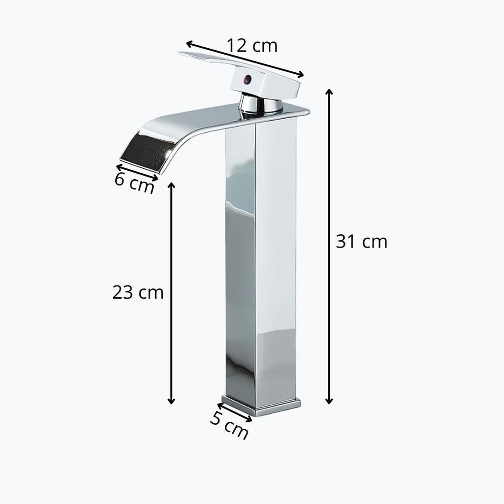 Robinet vasque - Bec cascade - Gris Brossé