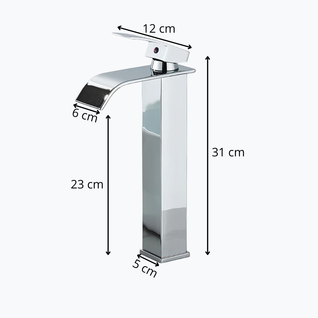 Robinet vasque - Bec cascade - Gris Brossé