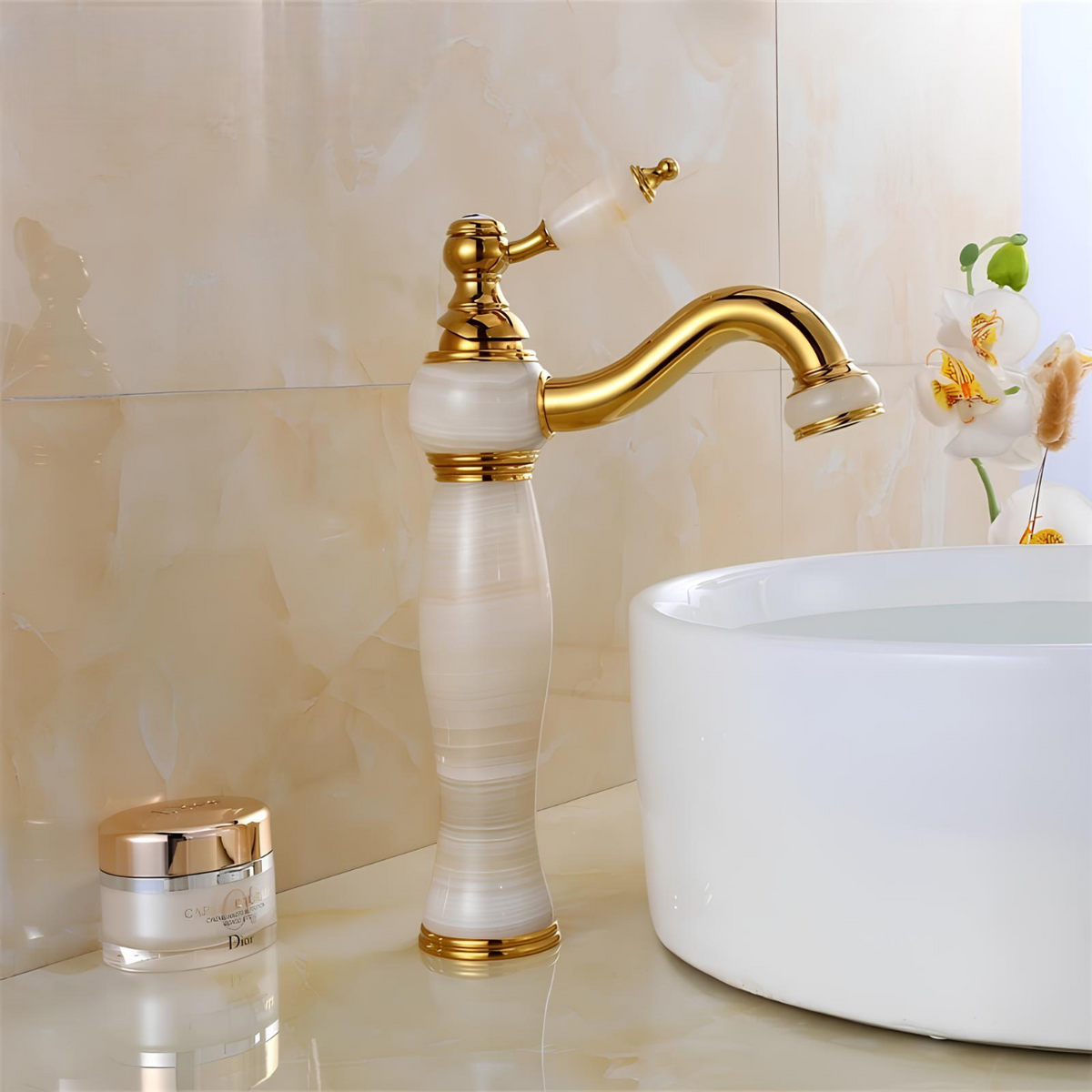 Robinet vasque - décoration marbre - Marbre