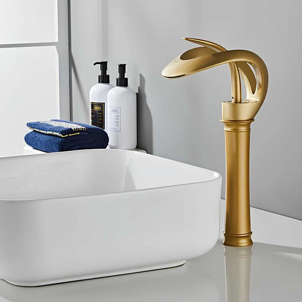 Robinet vasque - design moderne - Gris brossé