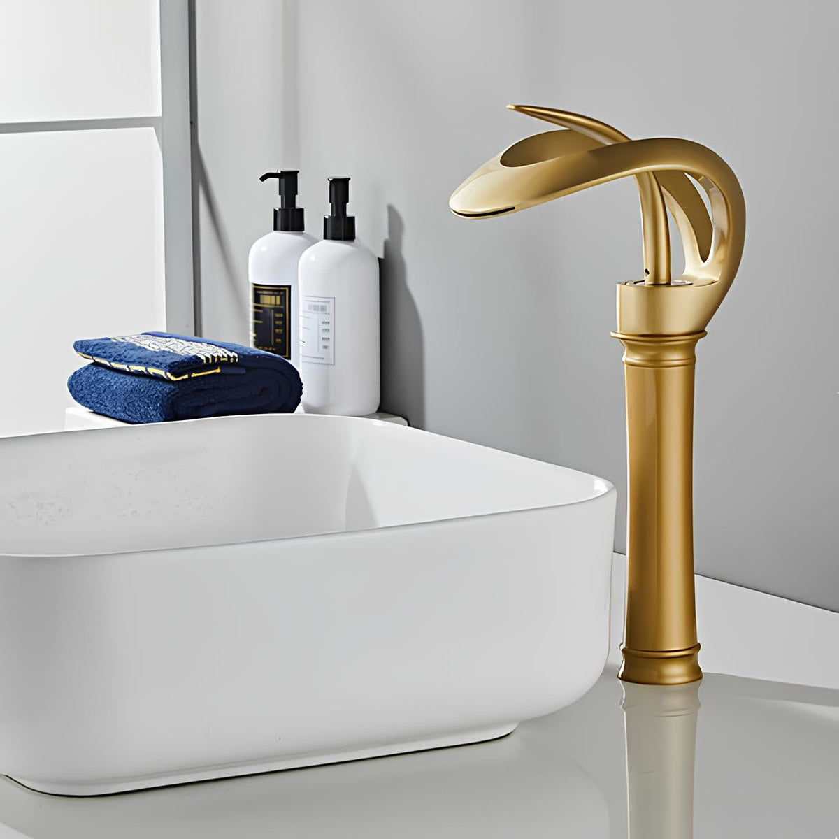 Robinet vasque - design moderne - Gris brossé